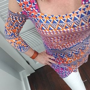 Print cold-shoulder tunic, TO brand